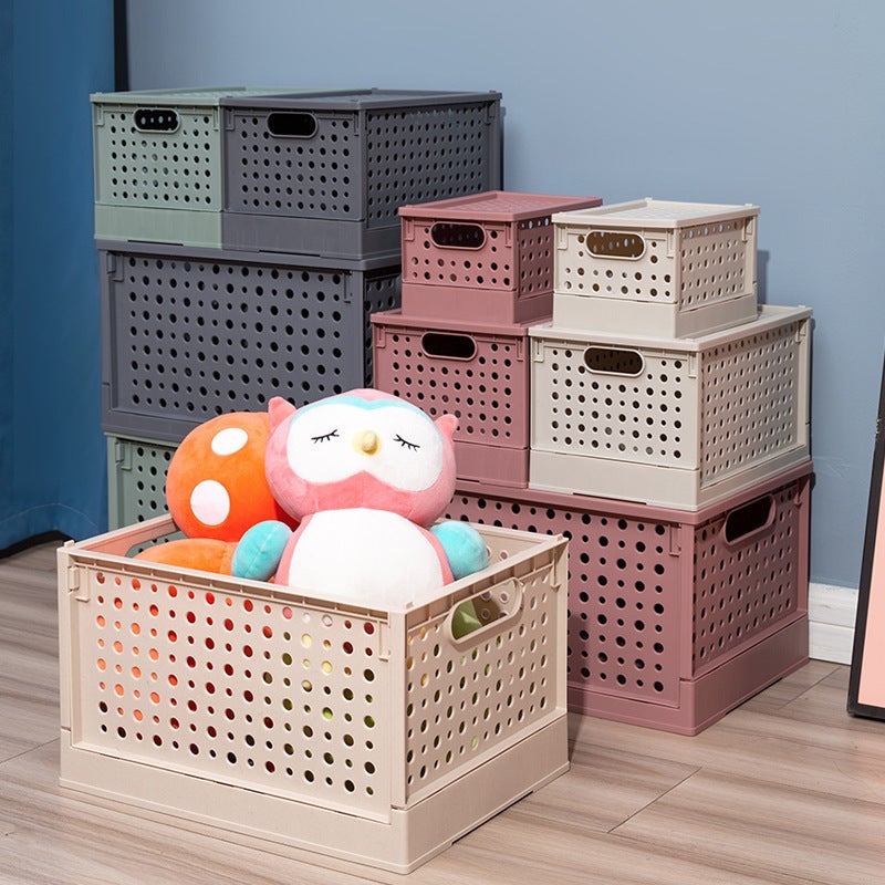 Folding Storage Basket Desktop Plastic Storage Basket Folding Sundries Toy Storage Basket Dirty Clothes Storage Basket Artifact - Image 2